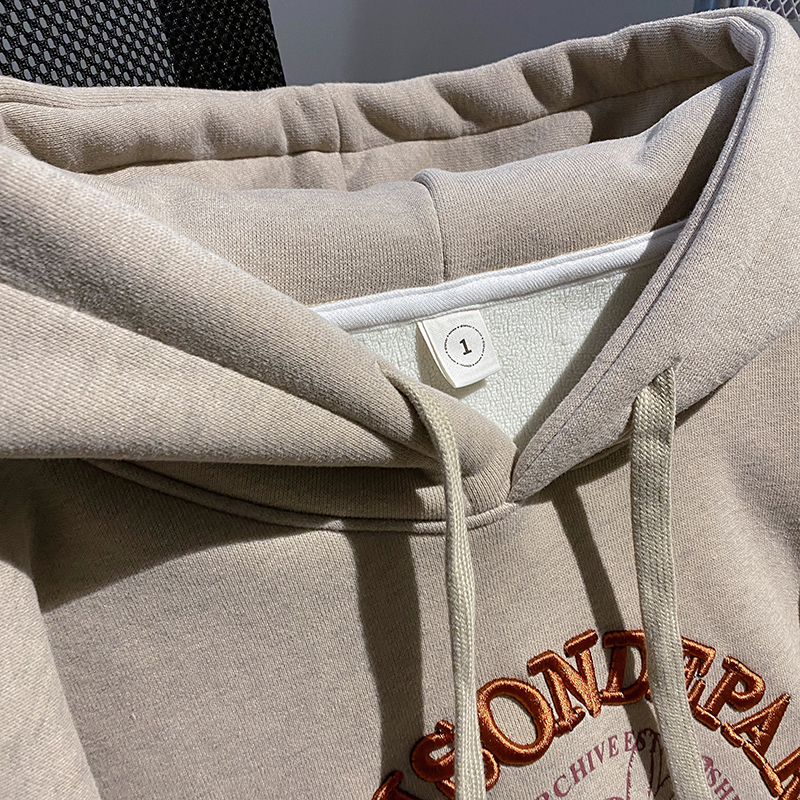 Embroidered flowers tops thermal hoodie for women