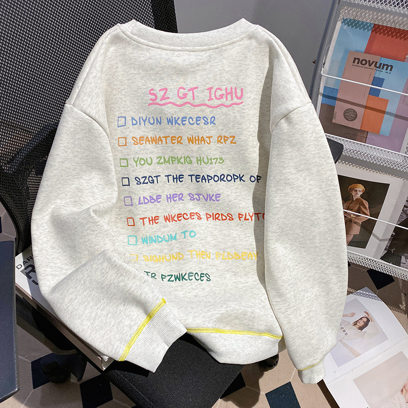 Pure cotton thermal hoodie autumn and winter round neck tops