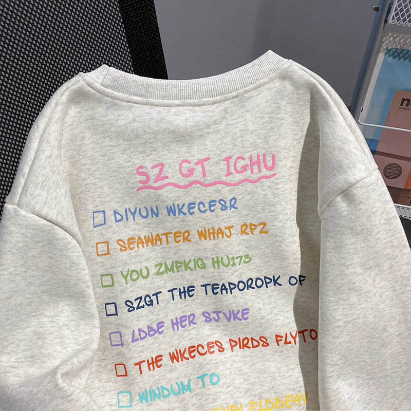 Pure cotton thermal hoodie autumn and winter round neck tops