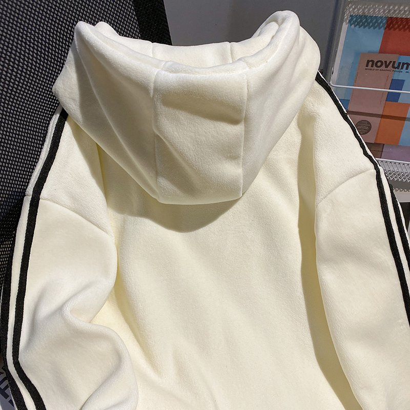 Loose autumn and winter coat hooded stripe tops for women