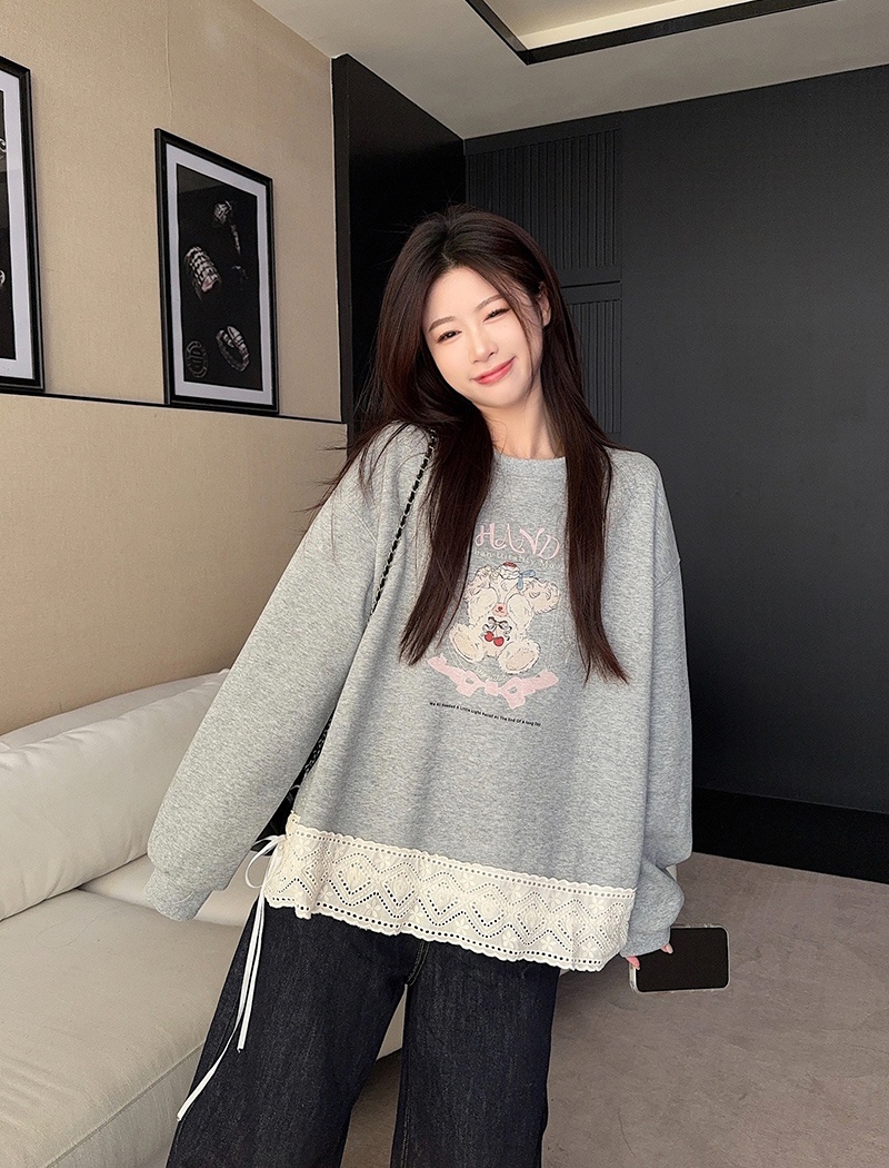 Pure cotton autumn and winter lace thermal tops