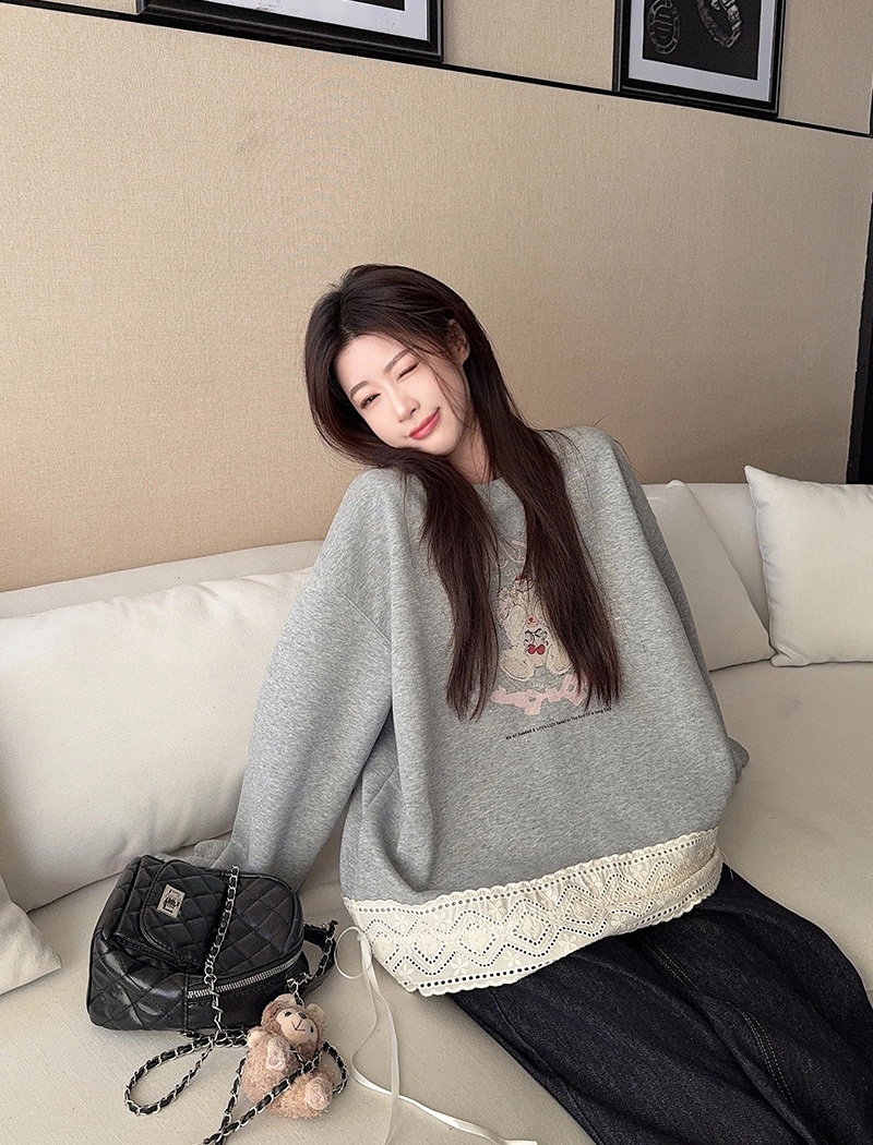 Pure cotton autumn and winter lace thermal tops