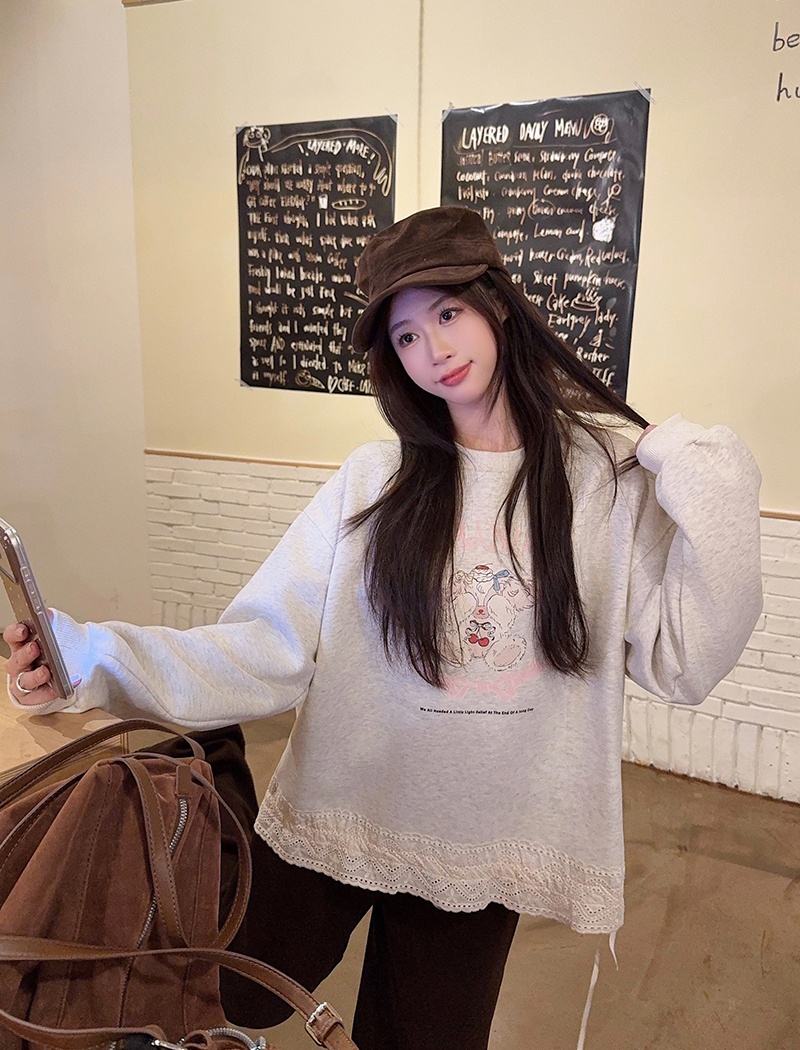 Pure cotton autumn and winter lace thermal tops