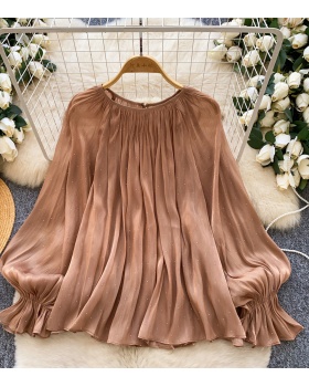 Loose France style lantern sleeve tops court style gauze shirt