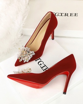 Low red high-heeled shoes fine-root shoes for women