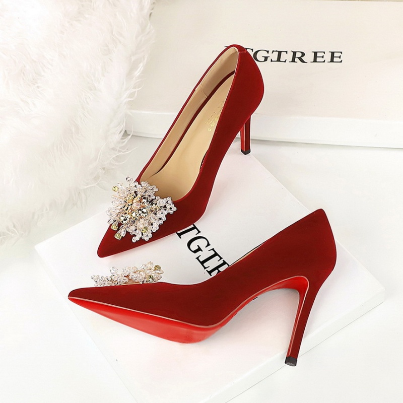Low red high-heeled shoes fine-root shoes for women