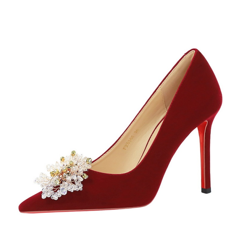 Low red high-heeled shoes fine-root shoes for women