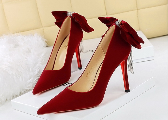 Chain big bow high-heeled fashion fine-root shoes for women