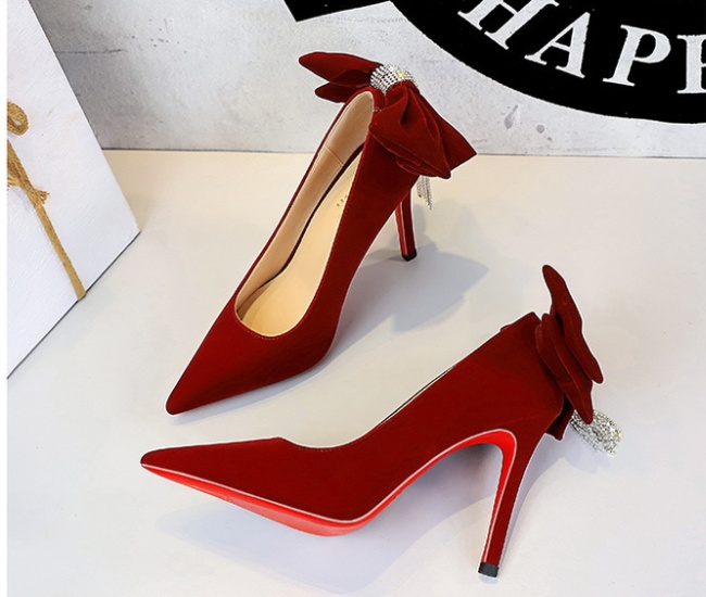 Chain big bow high-heeled fashion fine-root shoes for women