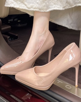 Patent leather fine-root high-heeled shoes lady platform