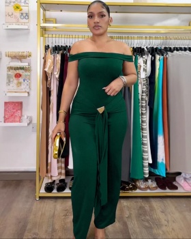 Flat shoulder Casual elasticity elegant jumpsuit