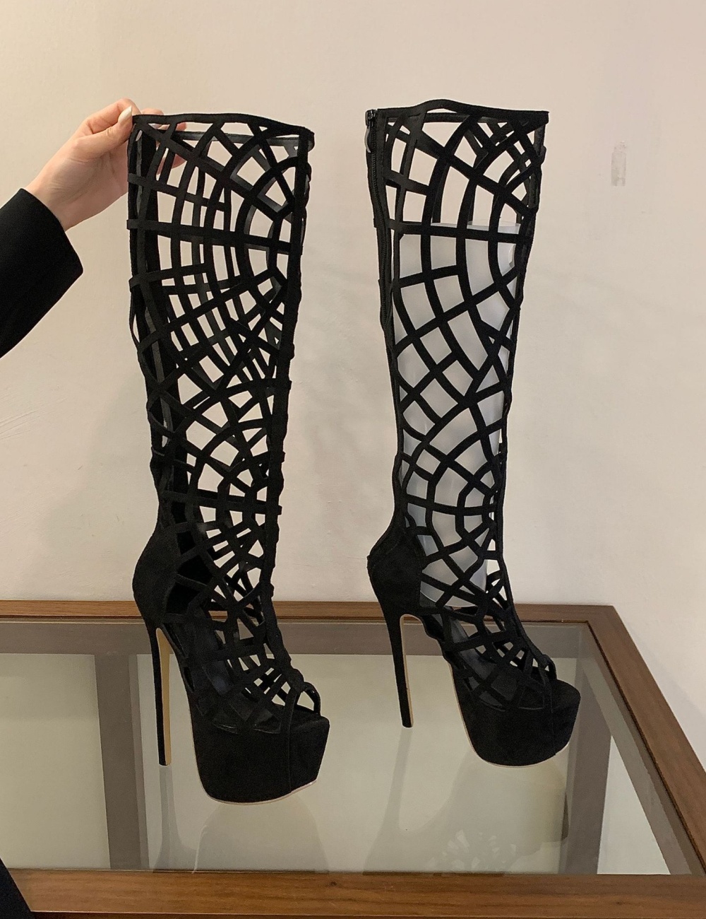 European style high-heeled boots fine-root catwalk platform
