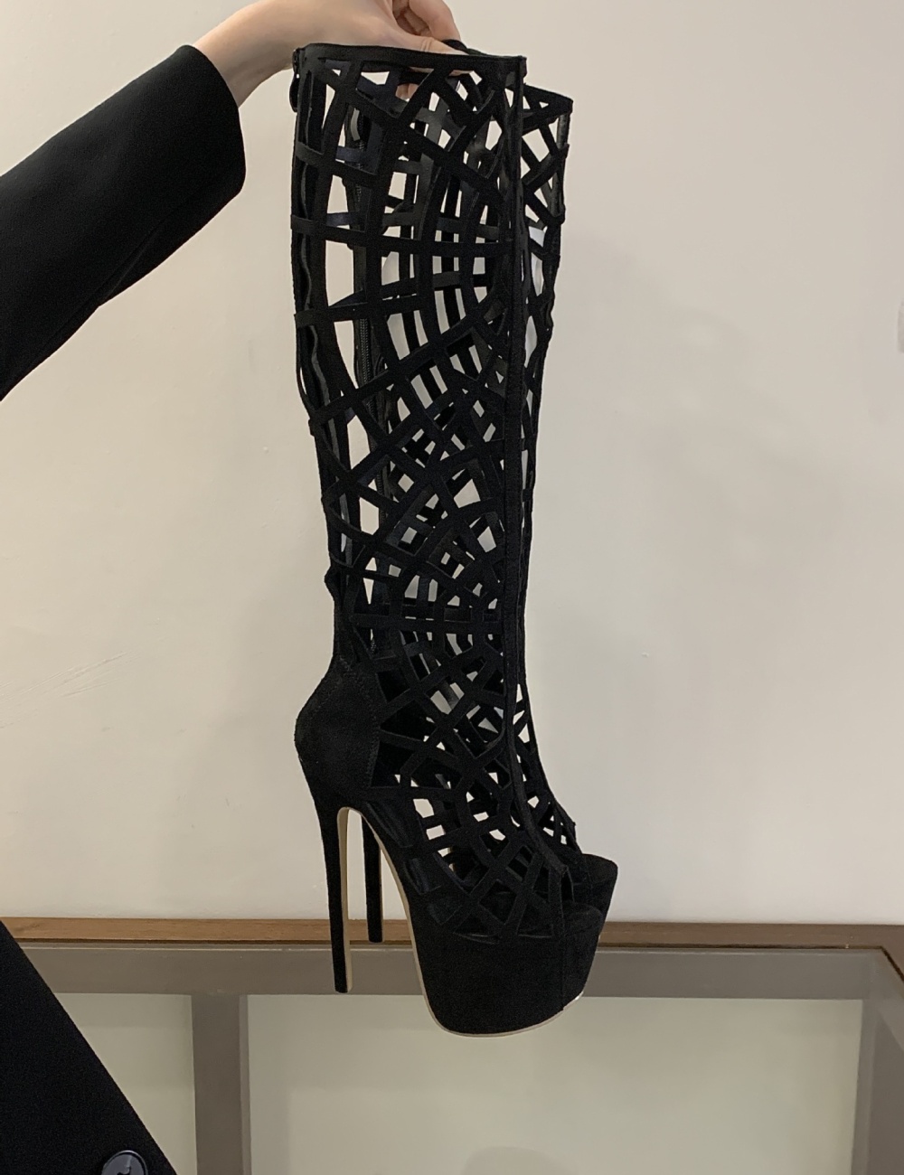 European style high-heeled boots fine-root catwalk platform