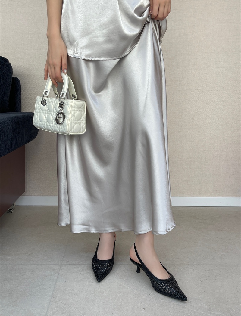 Niche high-heeled chanelstyle shoes hollow weave sandals