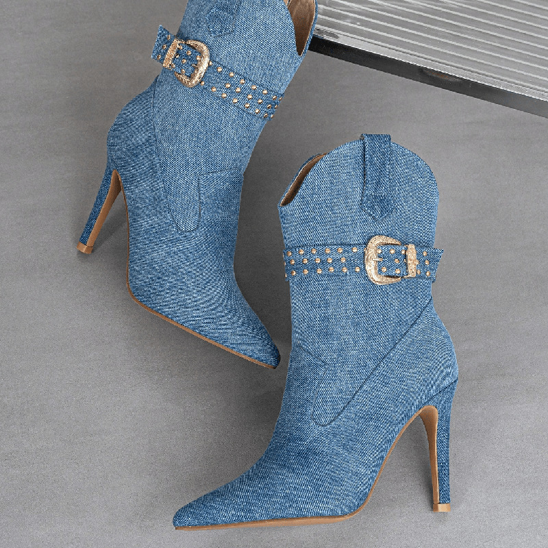 High-heeled half Boots side zipper women's boots