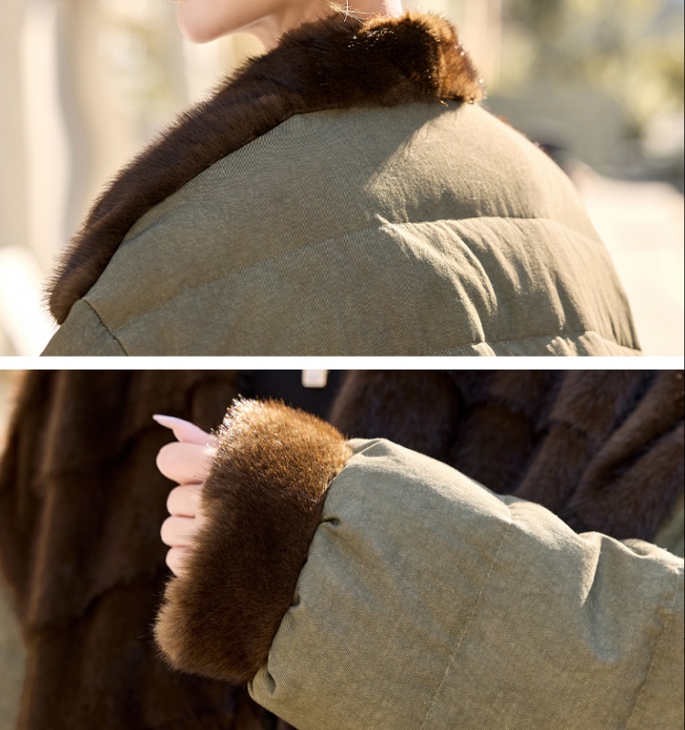 Fashionable fashion stitching mink hair down coat