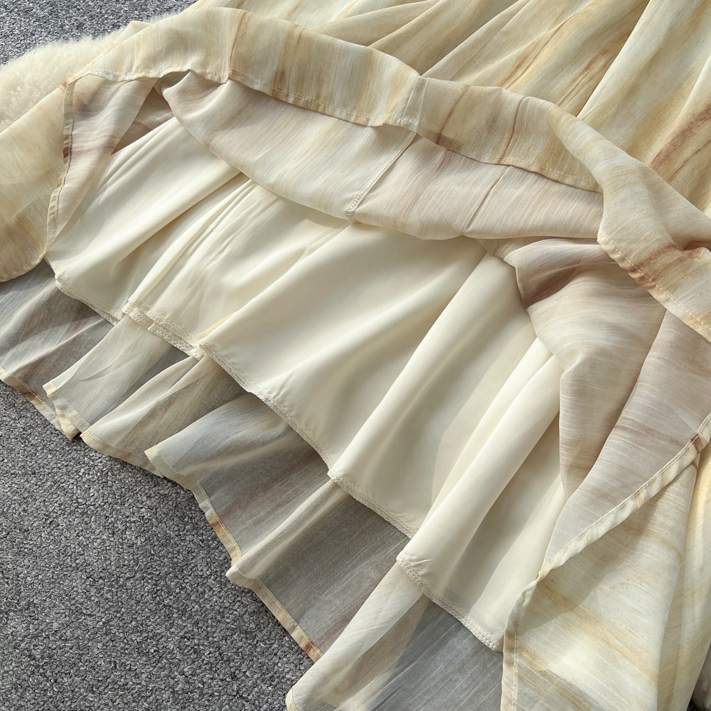 Blooming summer slim lady dress ink sleeveless blue long dress