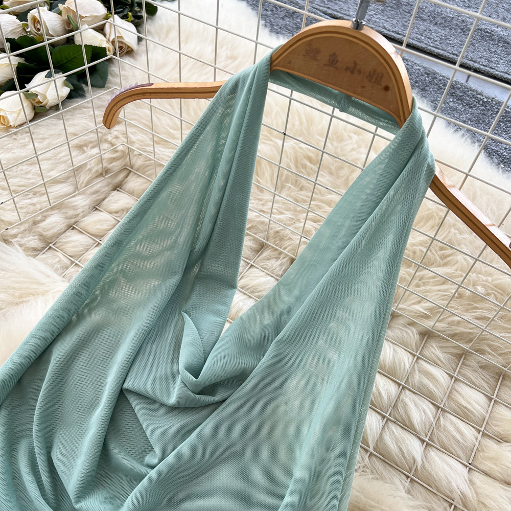 Thin split long dress temperament France style dress for women