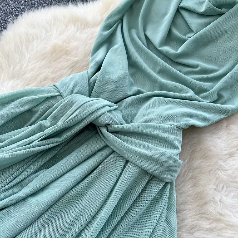 Thin split long dress temperament France style dress for women