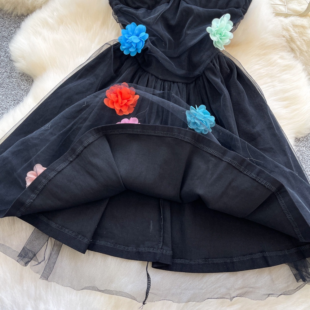 Thick and disorderly slim dress stereoscopic flowers T-back