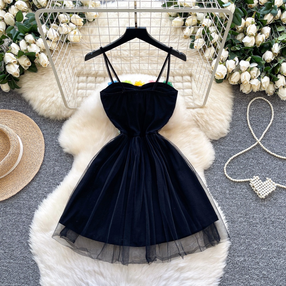 Thick and disorderly slim dress stereoscopic flowers T-back