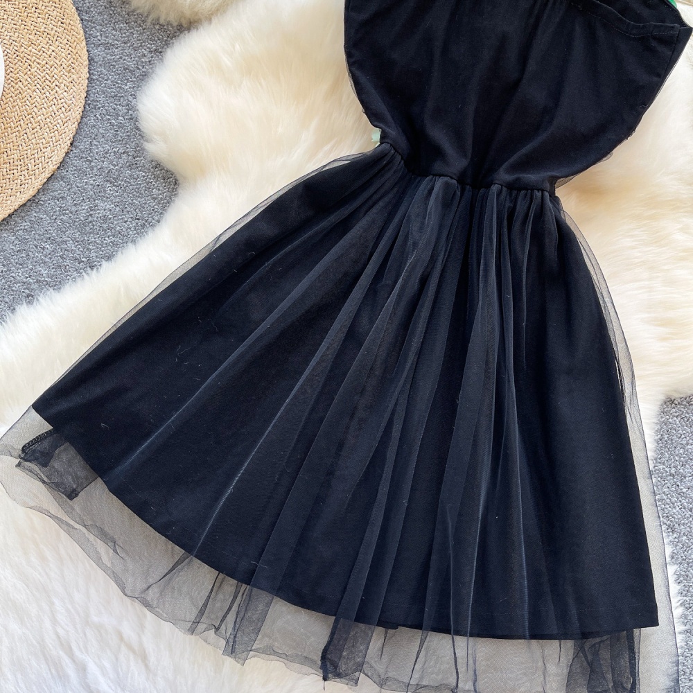 Thick and disorderly slim dress stereoscopic flowers T-back