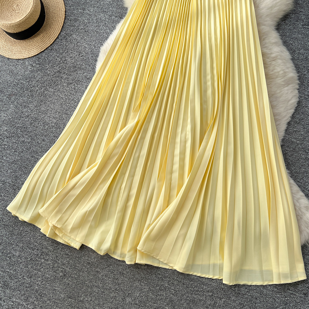 Light-blue dress pleated long dress for women