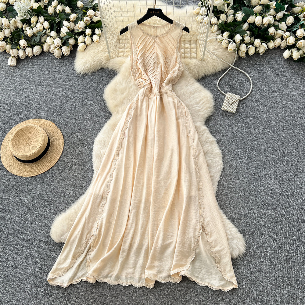 Split A-line dress retro long dress for women