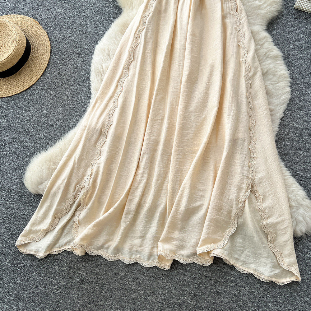 Split A-line dress retro long dress for women