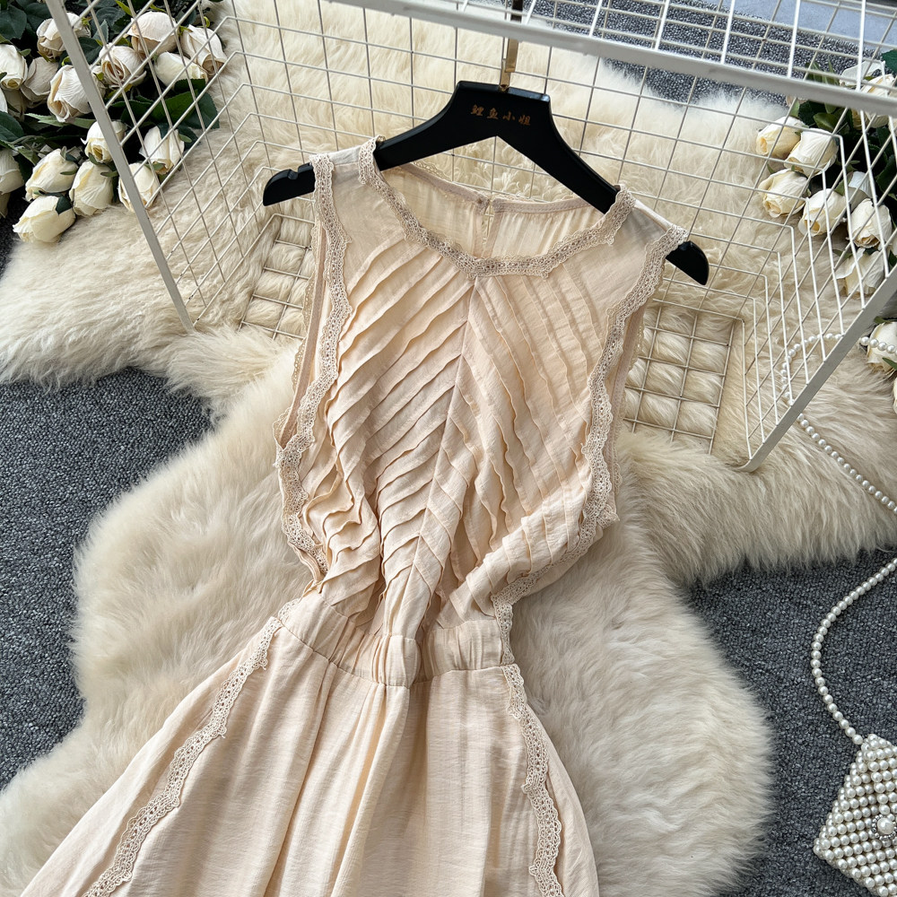 Split A-line dress retro long dress for women