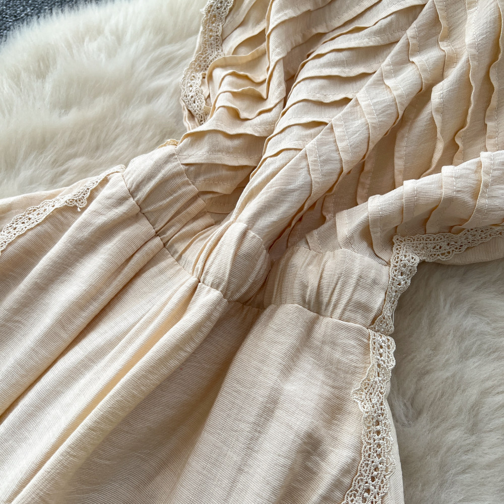 Split A-line dress retro long dress for women