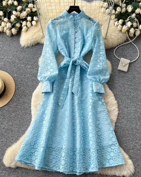 A-line elegant embroidery commuting dress for women