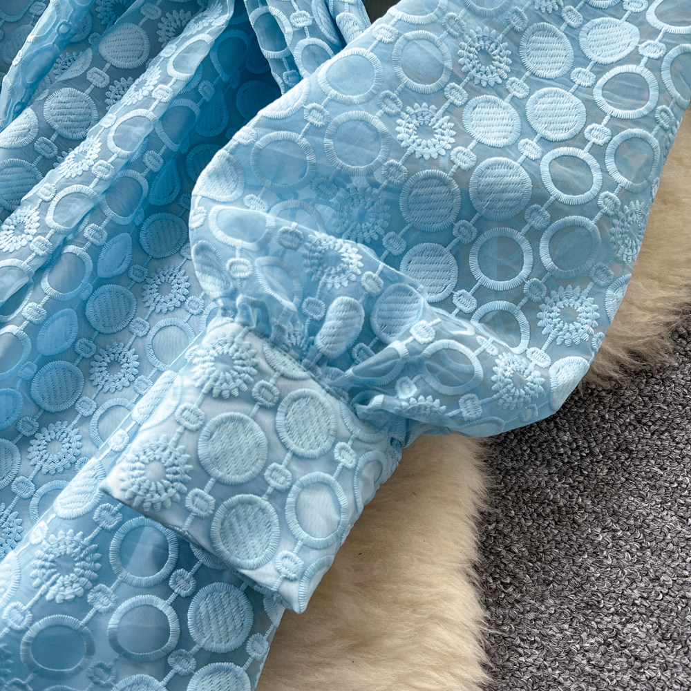 A-line elegant embroidery commuting dress for women