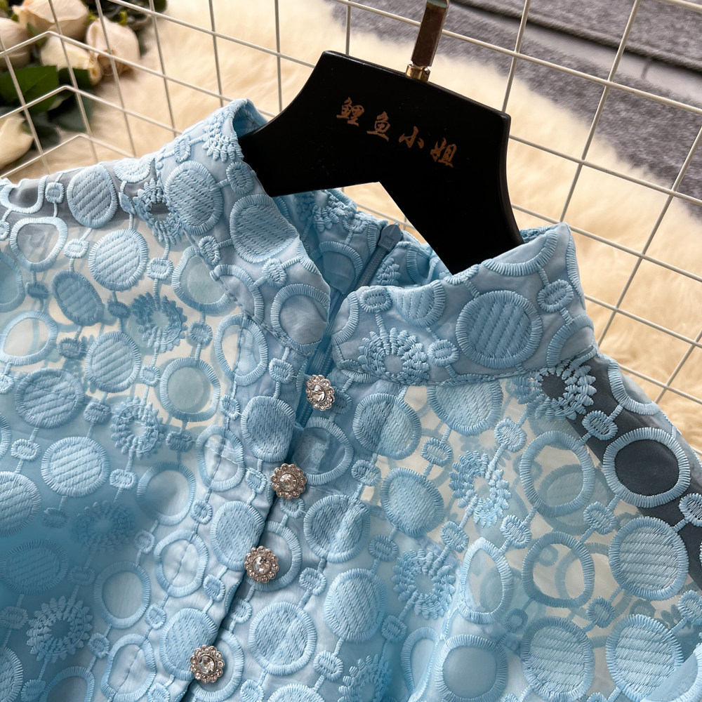 A-line elegant embroidery commuting dress for women