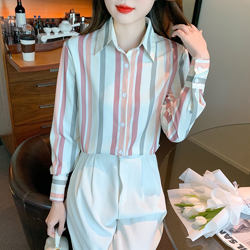 Niche satin shirt long sleeve spring and autumn tops for women