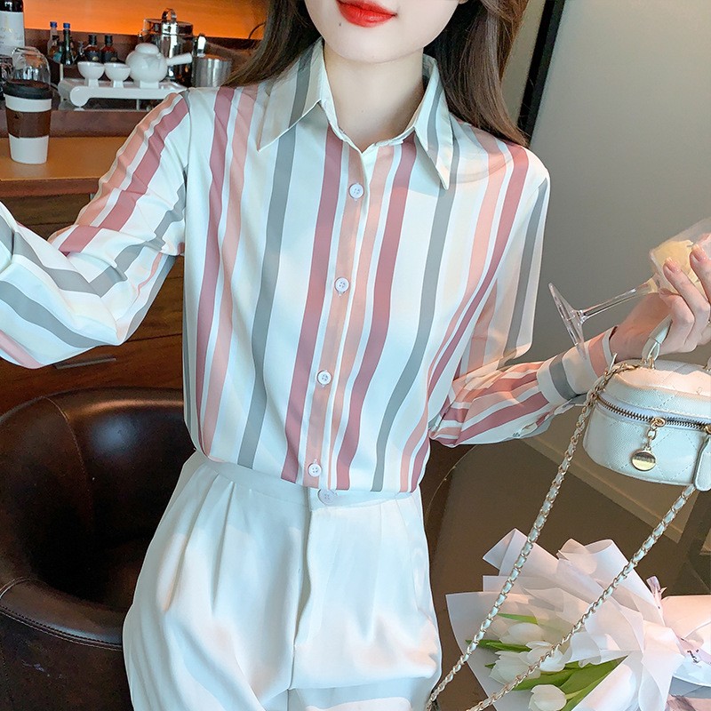 Niche satin shirt long sleeve spring and autumn tops for women