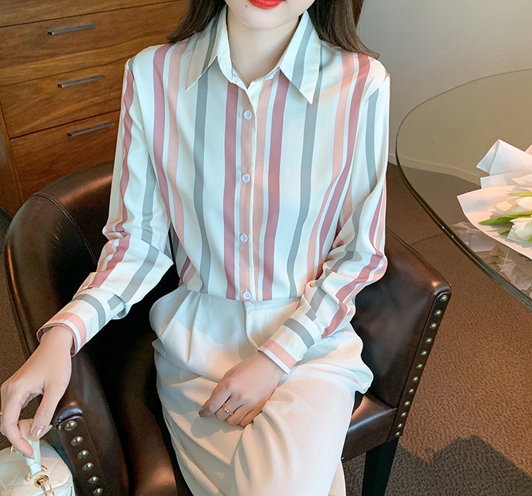 Niche satin shirt long sleeve spring and autumn tops for women