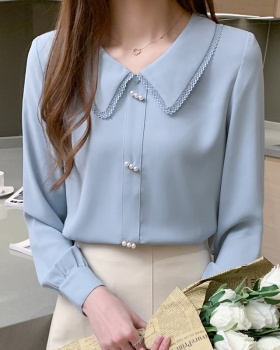 Lace spring tops beading chiffon shirt for women