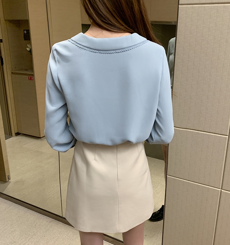 Lace spring tops beading chiffon shirt for women