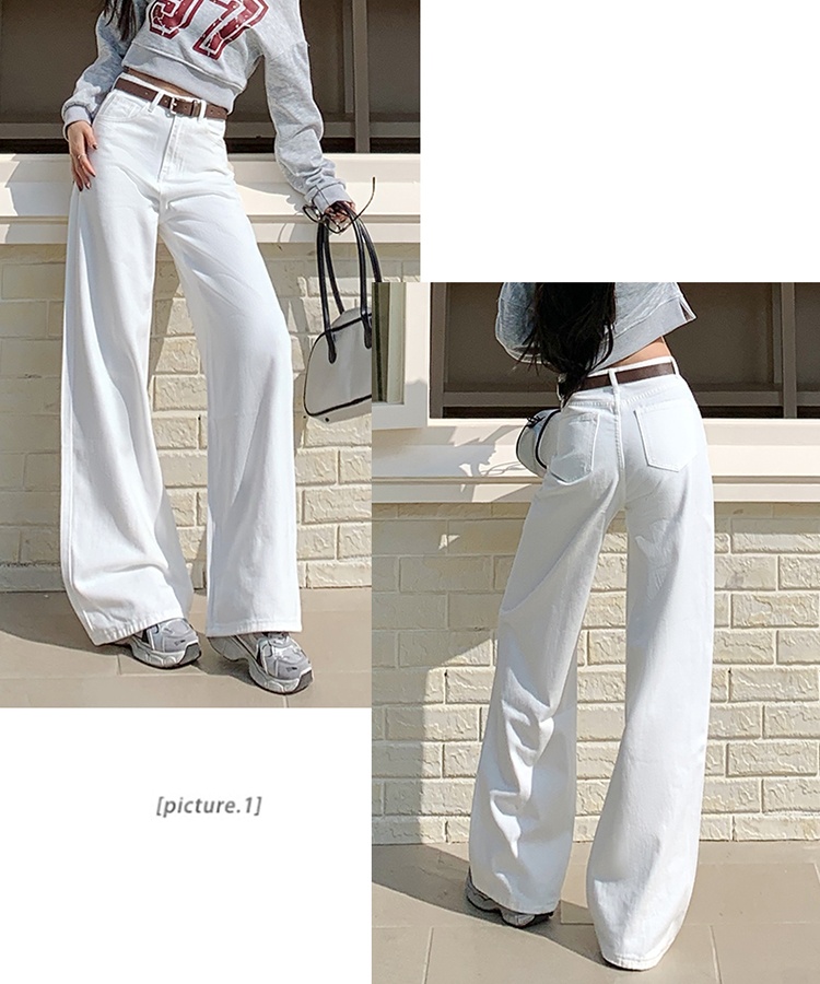 Casual denim long pants high waist wide leg pants for women