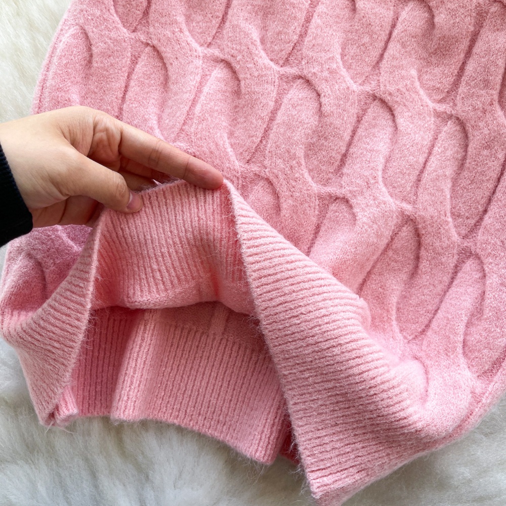 Slim knitted short skirt twist pattern tops a set for women