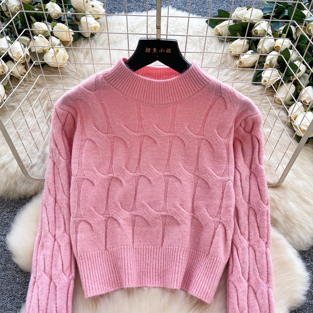 Slim knitted short skirt twist pattern tops a set for women