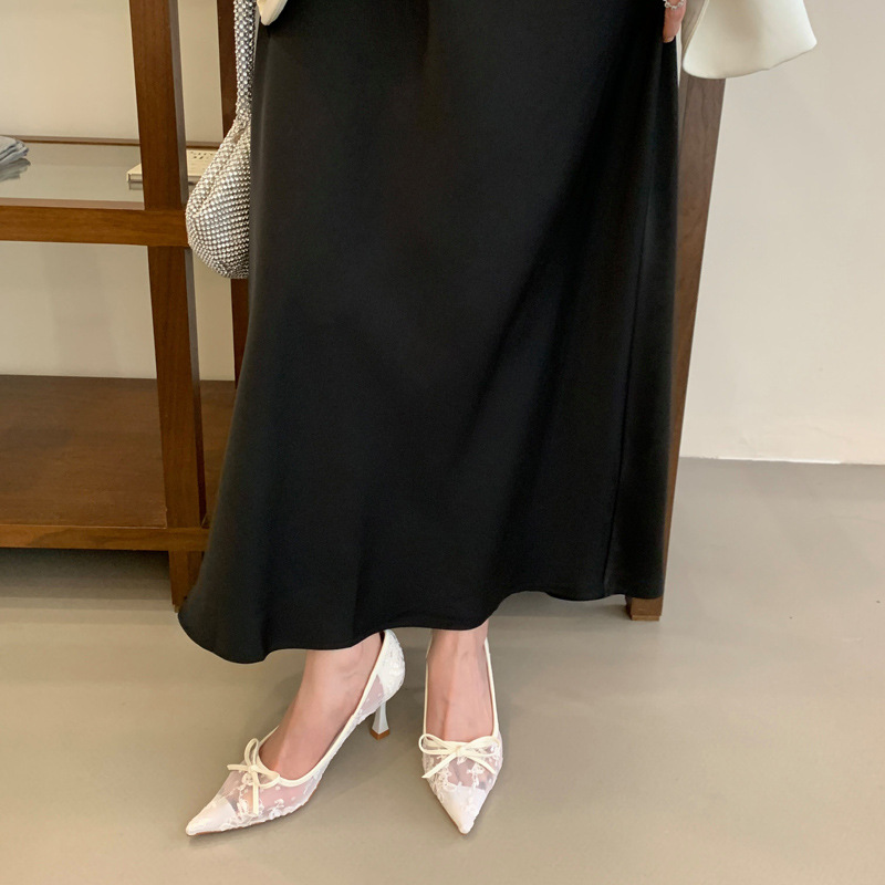 Pointed lace wedding shoes fine-root high-heeled shoes