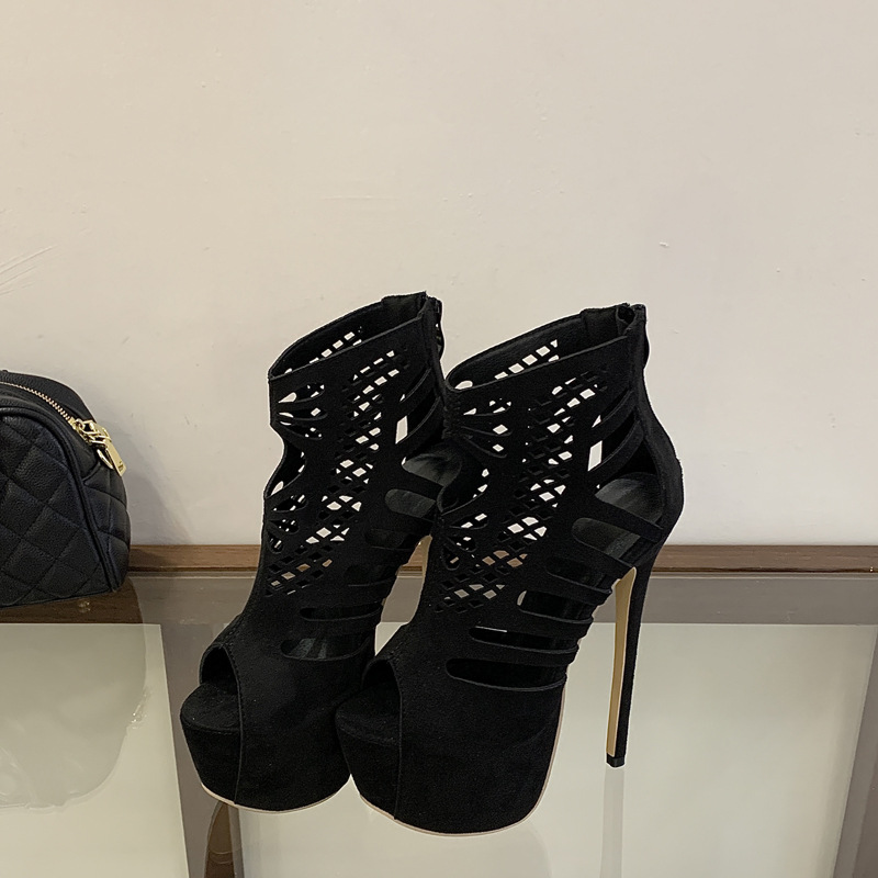 Fish mouth spring high-heeled shoes fine-root sandals