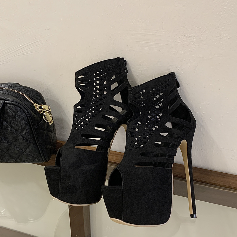 Fish mouth spring high-heeled shoes fine-root sandals