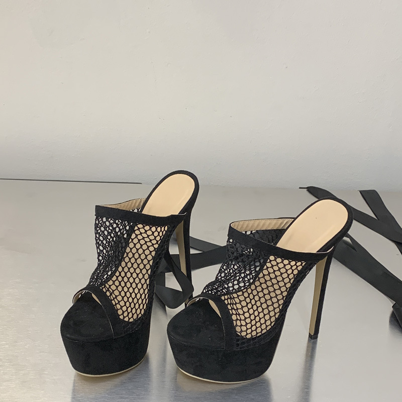 High-heeled mesh sandals sexy scarves for women