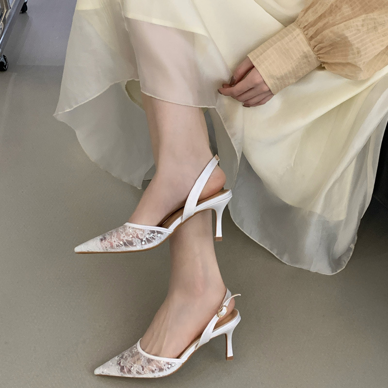 Spring embroidery shoes pointed sandals for women