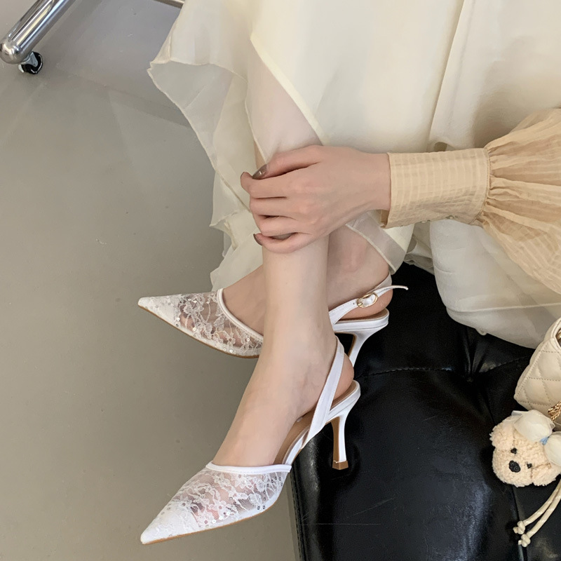 Spring embroidery shoes pointed sandals for women