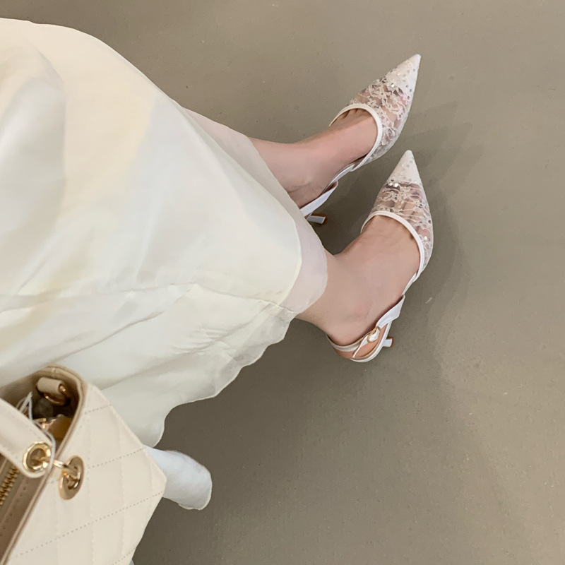 Spring embroidery shoes pointed sandals for women