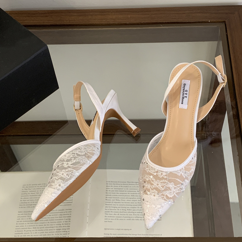 Spring embroidery shoes pointed sandals for women